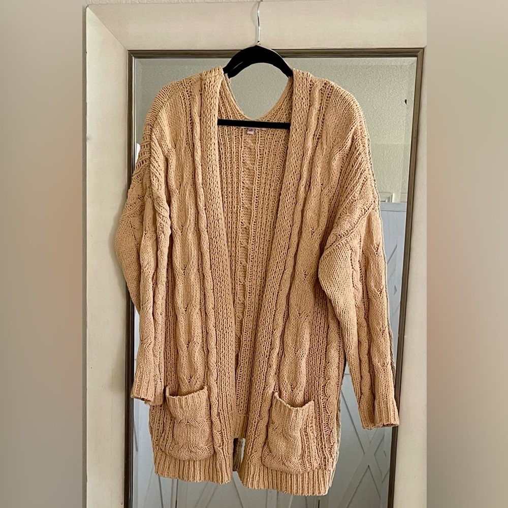 Love Tree Cozy Cable Knit Tan Sweater